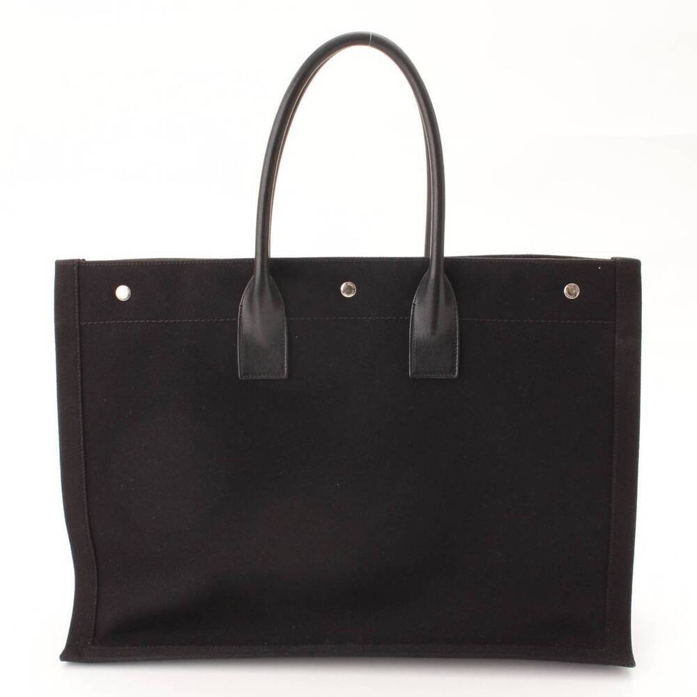 Saint Laurent Rive Gauche Canvas Tote Bag Black - Picture 3 of 9